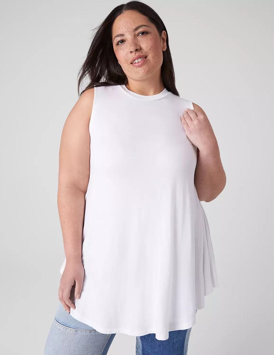 Lane Bryant Max Swing Sleeveless High-Neck Tunic T-shirts Dames Wit | KMP2266SV