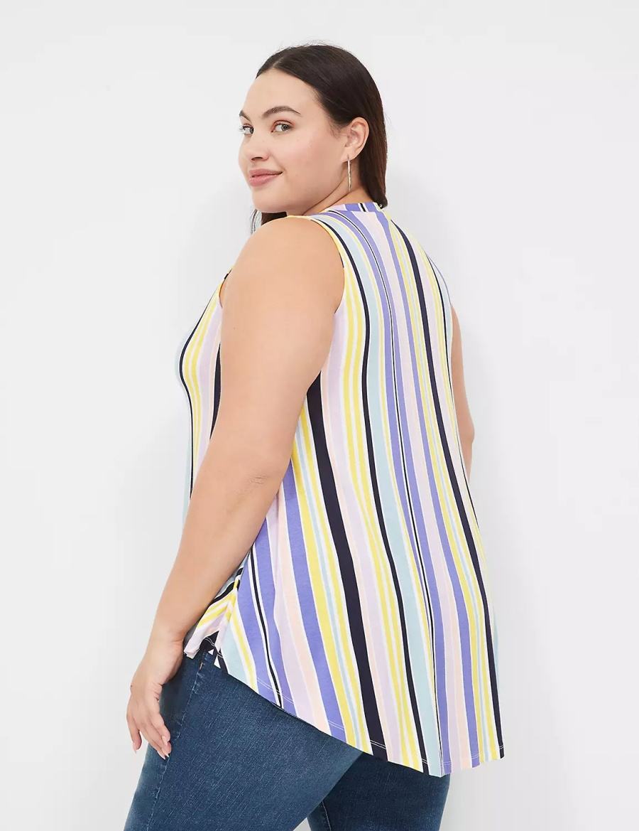 Lane Bryant Max Swing Sleeveless High-Neck Tunic T-shirts Dames Paars Gekleurd Strepen | XNK8481VX