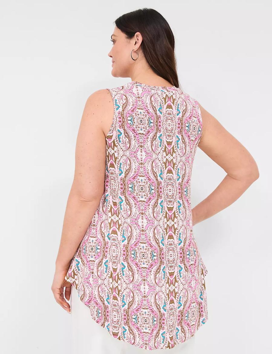 Lane Bryant Max Swing Sleeveless High-Neck Tunic T-shirts Dames Roze | JBJ2397JG