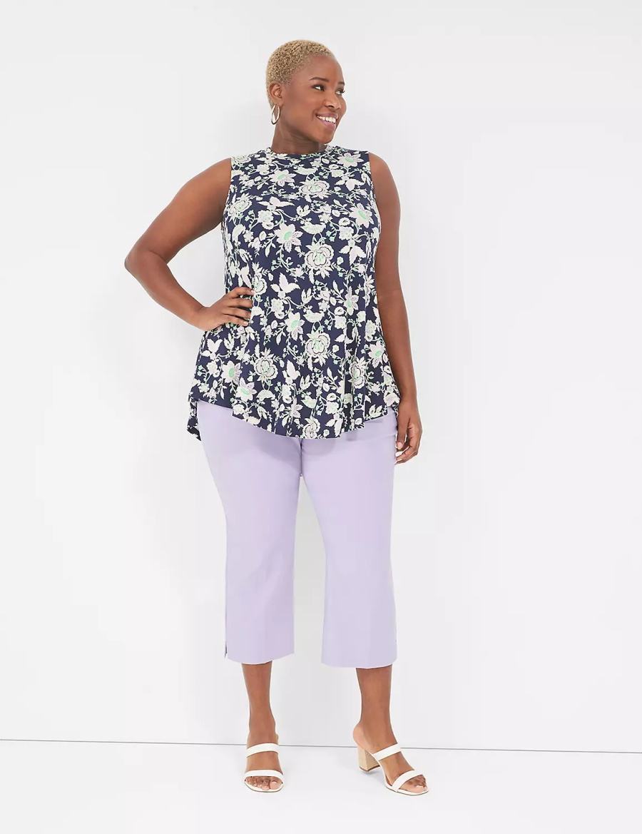 Lane Bryant Max Swing Sleeveless High-Neck Tunic T-shirts Dames Donkerblauw Paars | KGQ4196VD