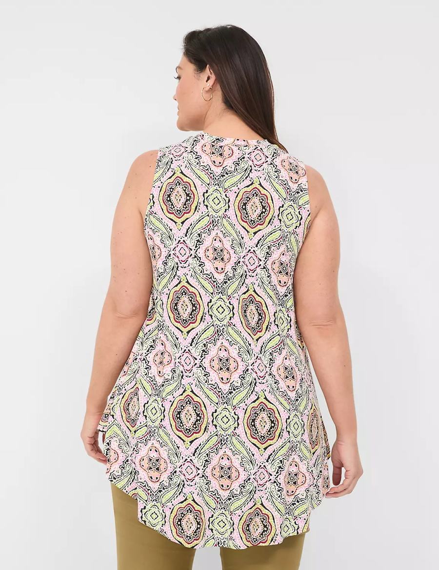 Lane Bryant Max Swing Sleeveless High-Neck Tunic T-shirts Dames Gekleurd | QJH8289RG