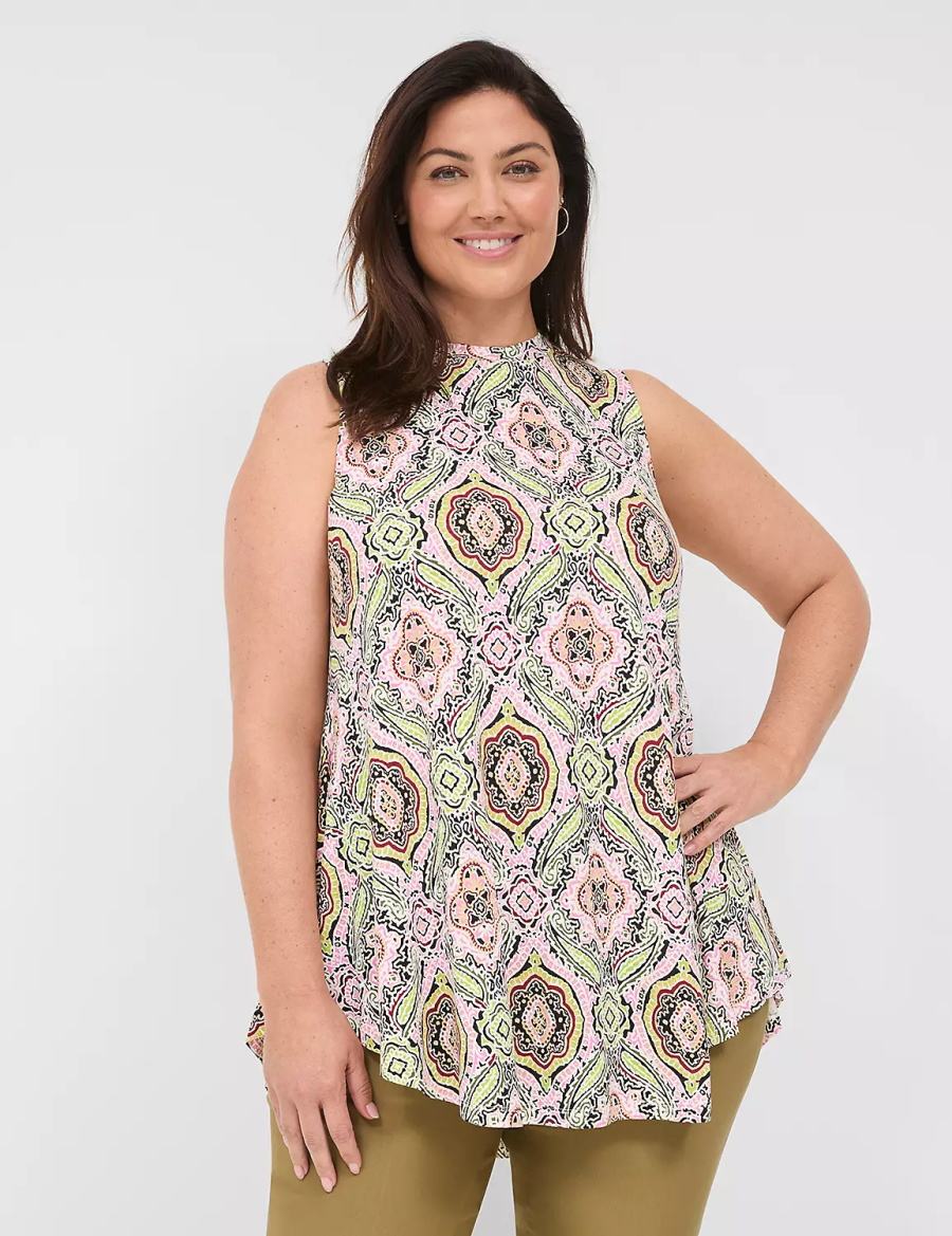 Lane Bryant Max Swing Sleeveless High-Neck Tunic T-shirts Dames Gekleurd | QJH8289RG