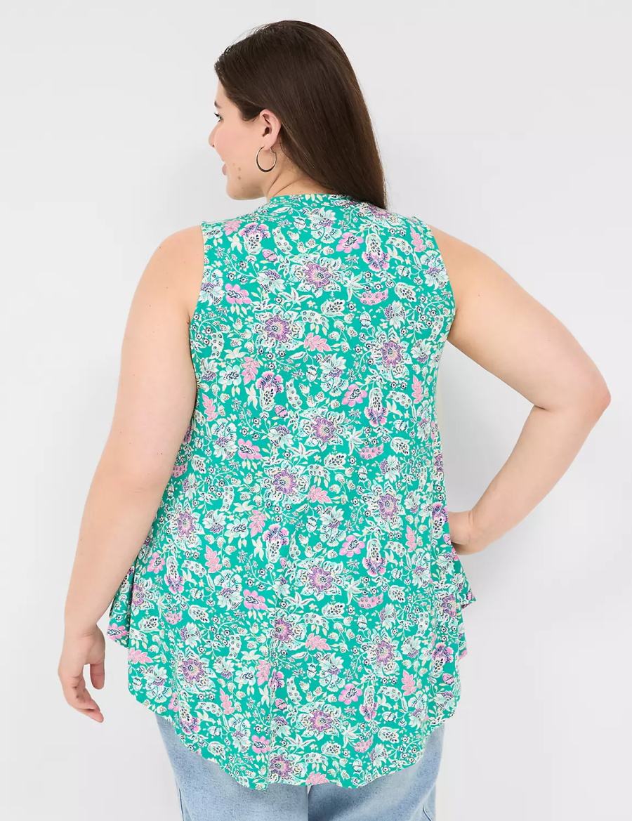 Lane Bryant Max Swing Sleeveless High-Neck Tunic T-shirts Dames Lichtturquoise | RJE1058IB