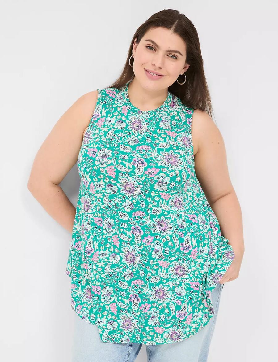 Lane Bryant Max Swing Sleeveless High-Neck Tunic T-shirts Dames Lichtturquoise | RJE1058IB