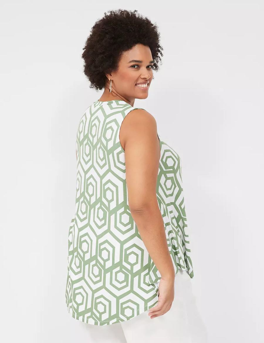 Lane Bryant Max Swing Sleeveless High-Neck Tunic T-shirts Dames Groen | CTR236AY