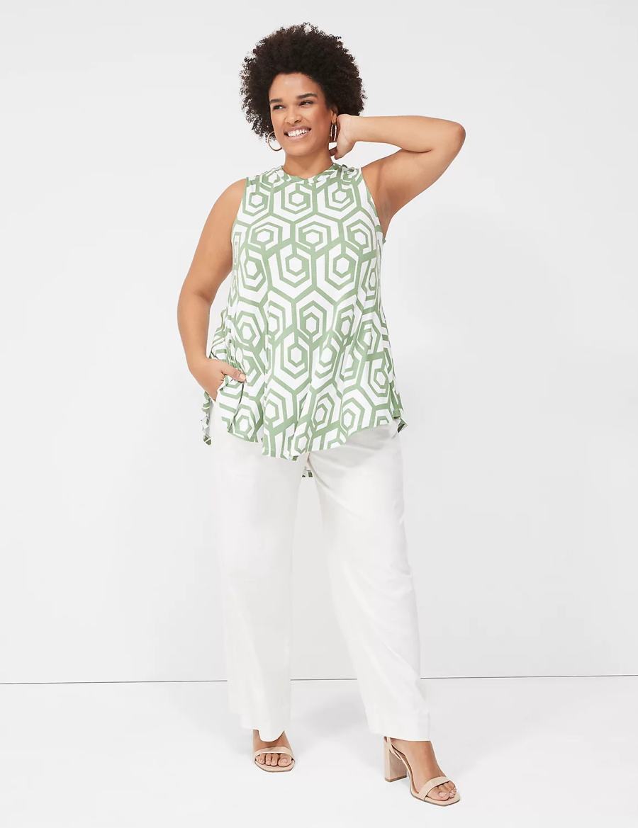 Lane Bryant Max Swing Sleeveless High-Neck Tunic T-shirts Dames Groen | CTR236AY