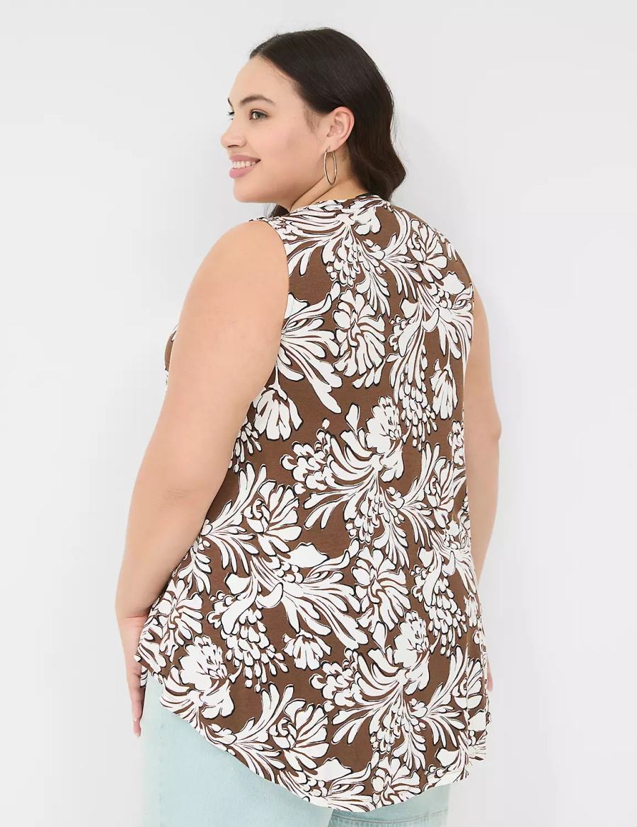 Lane Bryant Max Swing Sleeveless High-Neck Tunic T-shirts Dames Bruin | JBR733BL