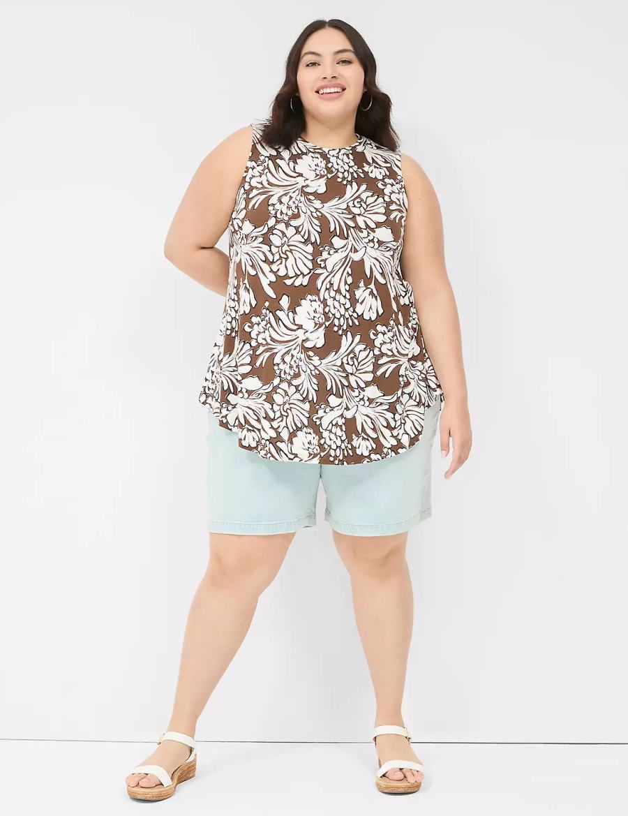 Lane Bryant Max Swing Sleeveless High-Neck Tunic T-shirts Dames Bruin | JBR733BL