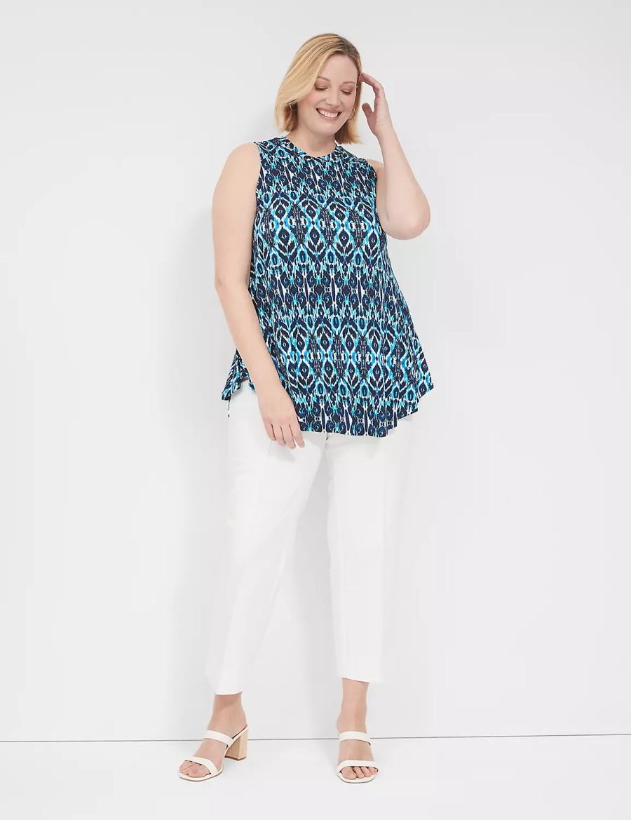 Lane Bryant Max Swing Sleeveless High-Neck Tunic T-shirts Dames Blauw | RNC9373QQ