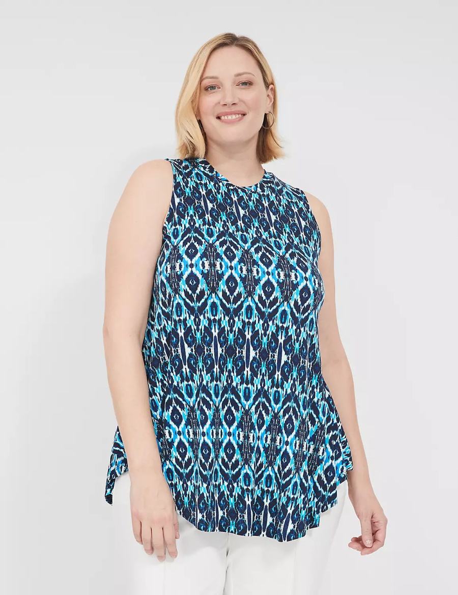 Lane Bryant Max Swing Sleeveless High-Neck Tunic T-shirts Dames Blauw | RNC9373QQ
