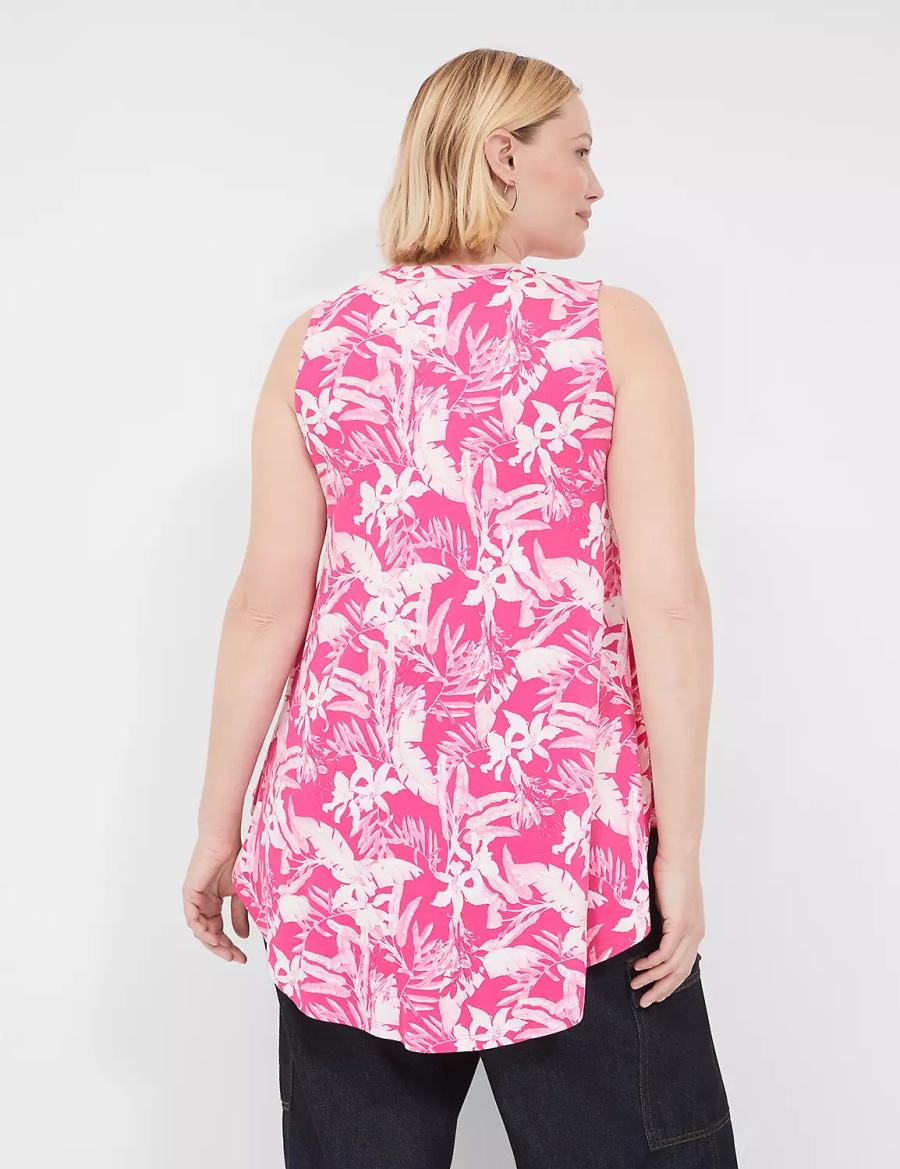 Lane Bryant Max Swing Sleeveless High-Neck Tunic T-shirts Dames Roze Wit | HNC5464LP