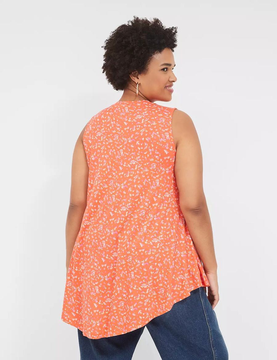 Lane Bryant Max Swing Sleeveless High-Neck Tunic T-shirts Dames Oranje | UFP649XF