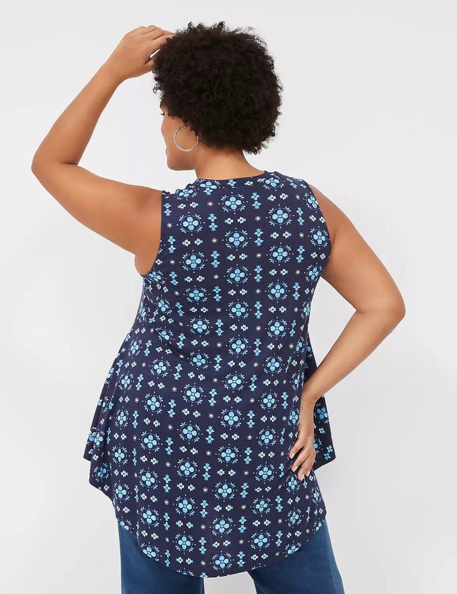 Lane Bryant Max Swing Sleeveless High-Neck Tunic T-shirts Dames Donkerblauw | NYX8992UO