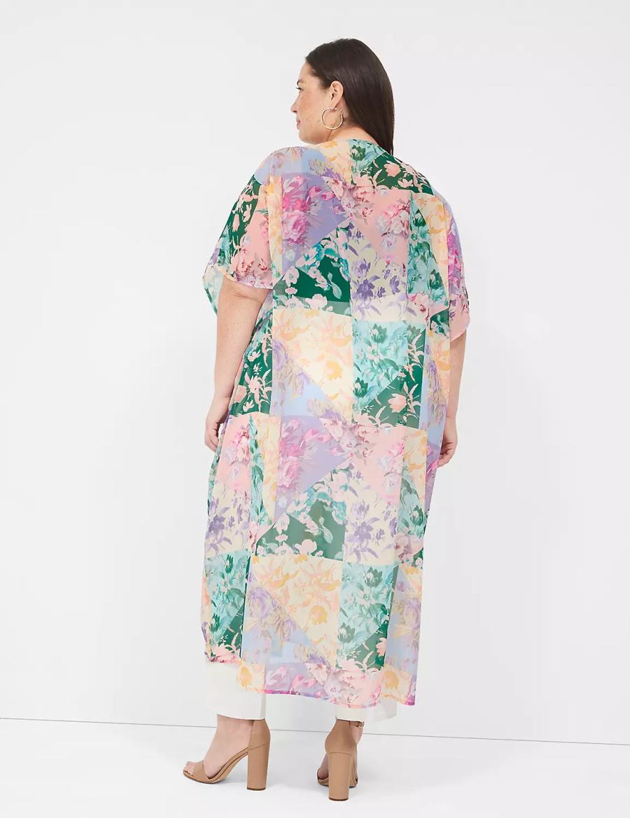 Lane Bryant Maxi Open-Front Overpiece Badjas Dames Groen Gekleurd | ZLB4327JQ