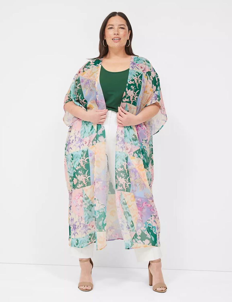 Lane Bryant Maxi Open-Front Overpiece Badjas Dames Groen Gekleurd | ZLB4327JQ