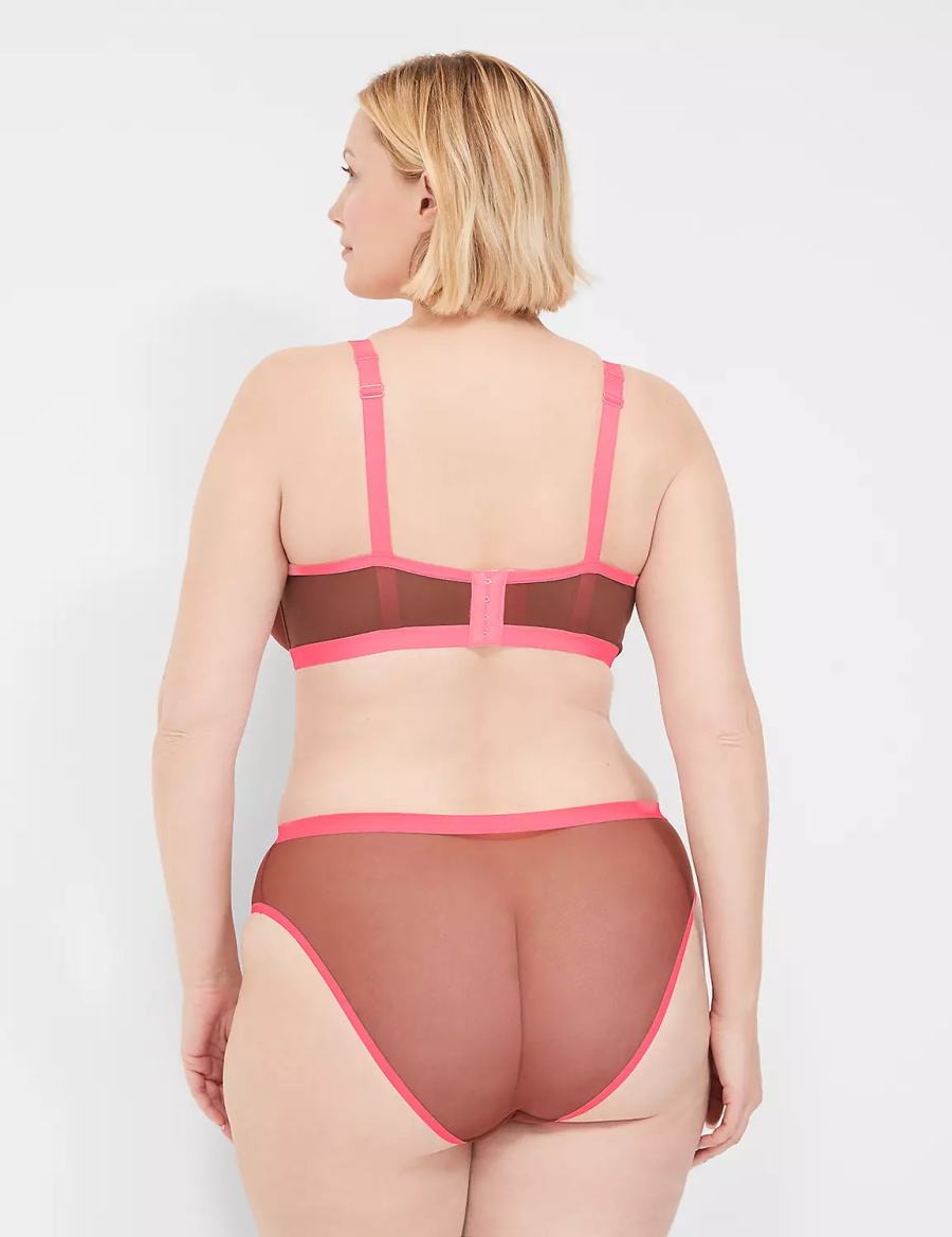 Lane Bryant Mesh Demi Ongevoerde BH Dames Roze Zwart | IPM6340RP