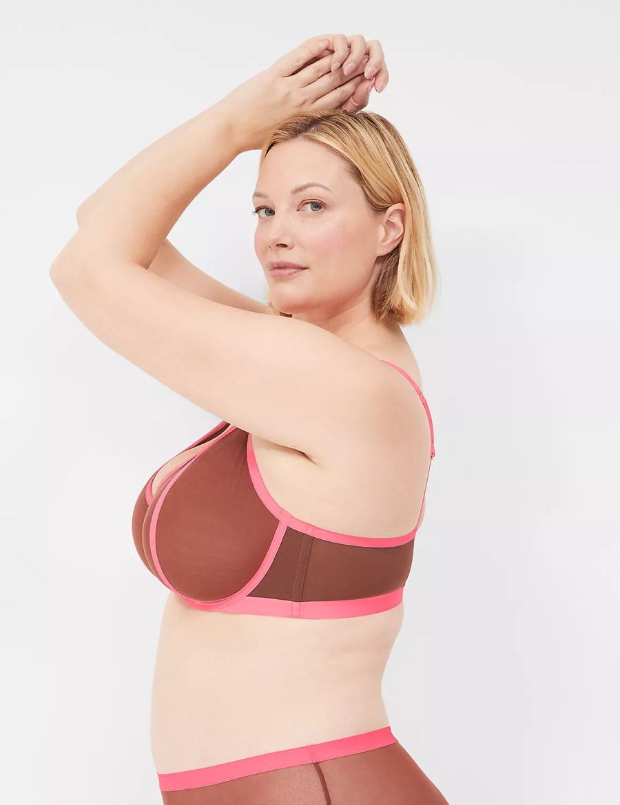 Lane Bryant Mesh Demi Ongevoerde BH Dames Roze Zwart | IPM6340RP