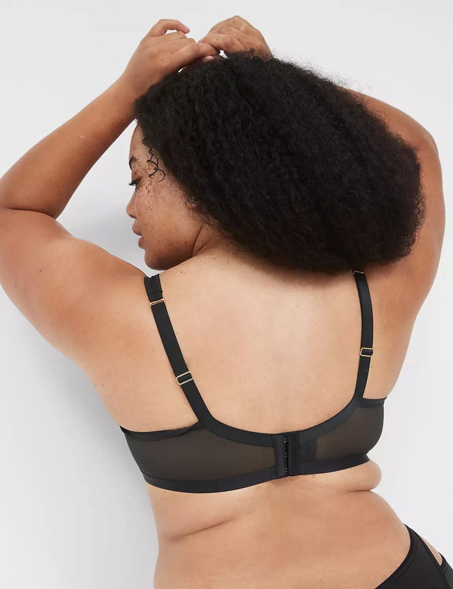 Lane Bryant Mesh High Apex Bralettes Dames Zwart | QMW4171LP
