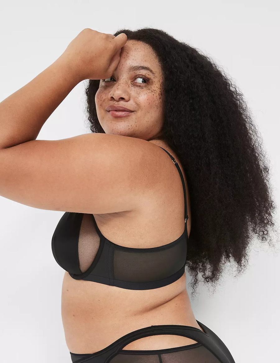 Lane Bryant Mesh High Apex Bralettes Dames Zwart | QMW4171LP