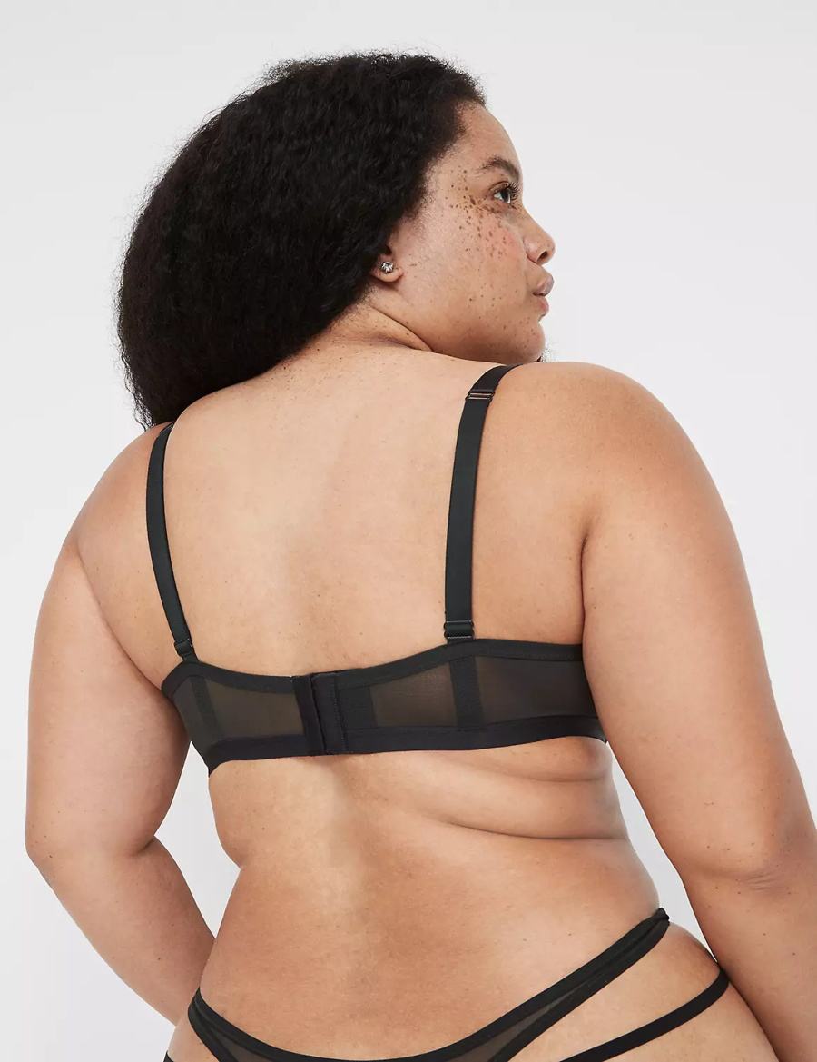 Lane Bryant Metallic Strappy Demi Ongevoerde BH Dames Zwart Zilver | TRH3634LV