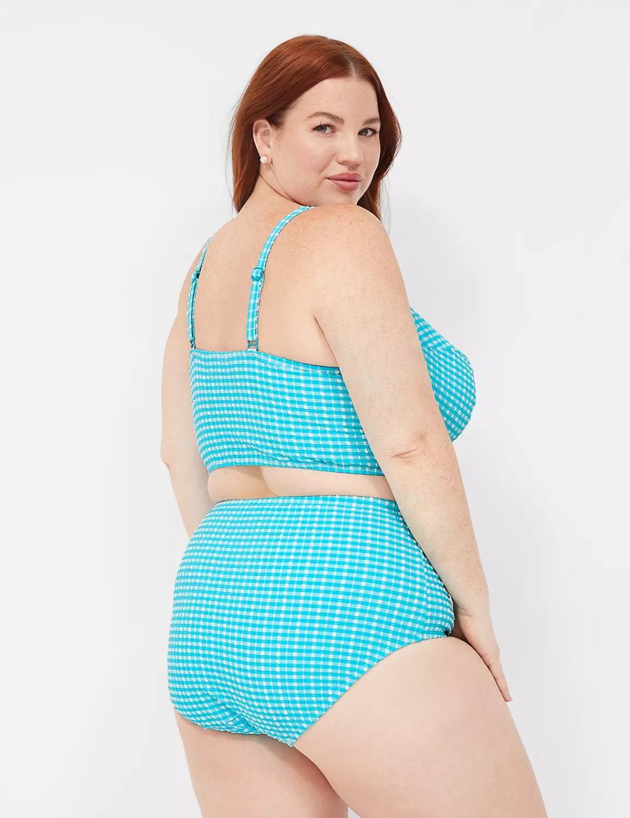 Lane Bryant Mid-Rise Swim Slips Dames Blauw Wit | USZ1272FX