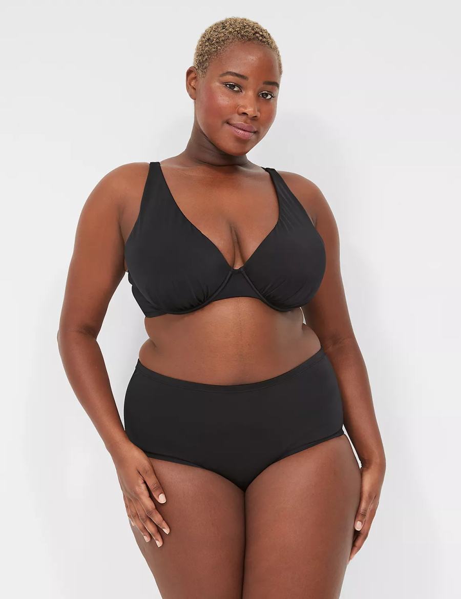 Lane Bryant Mid-Rise Swim Slips Dames Zwart | ZDC5456LE