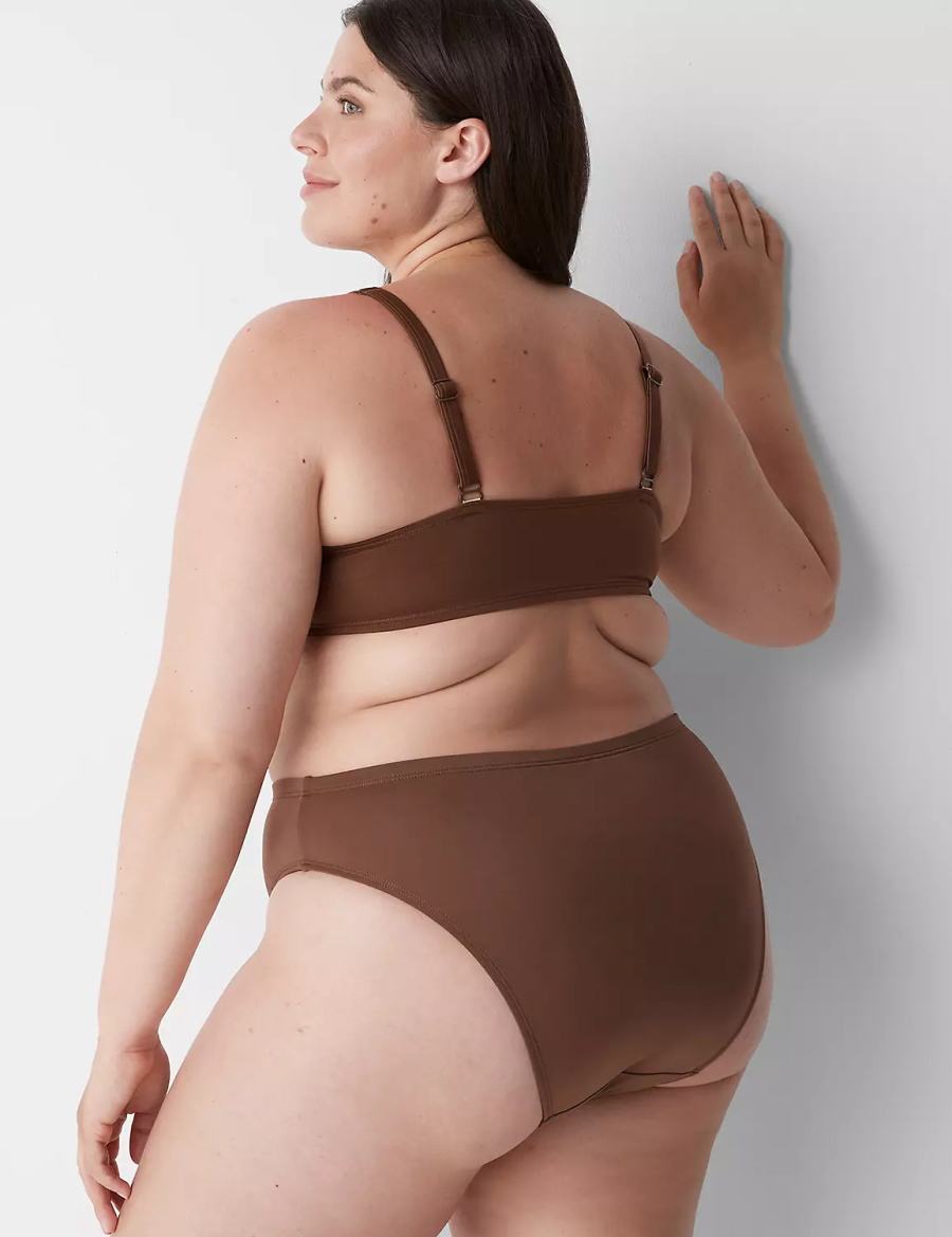Lane Bryant Midi High-Leg Cheeky Swim Bikinibroekje Dames Donkerbruin | DCD4166UA