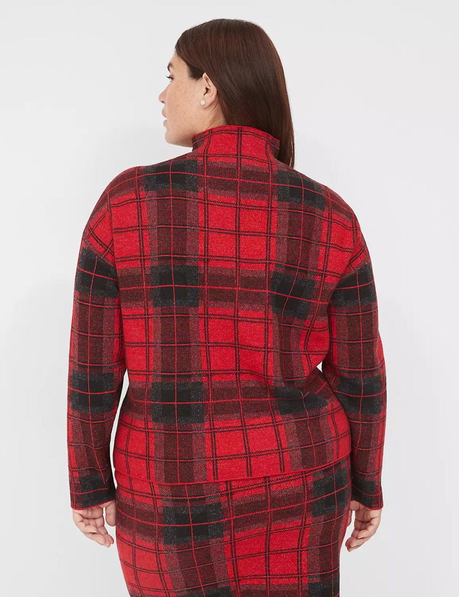Lane Bryant Mock-Neck Plaid Truien Dames Rood | FST9986BI