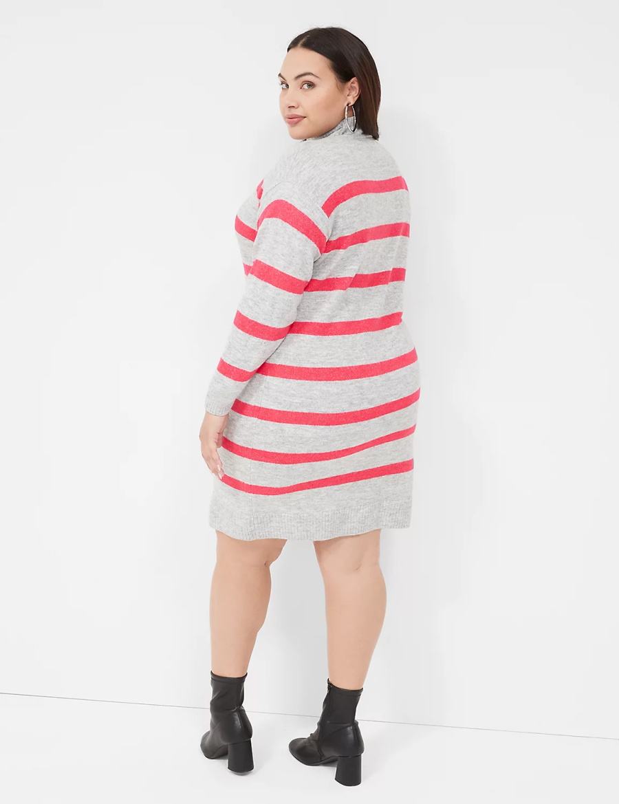 Lane Bryant Mock-Neck Striped Sweater Gebreide Jurk Dames Grijs | JOW9710LR