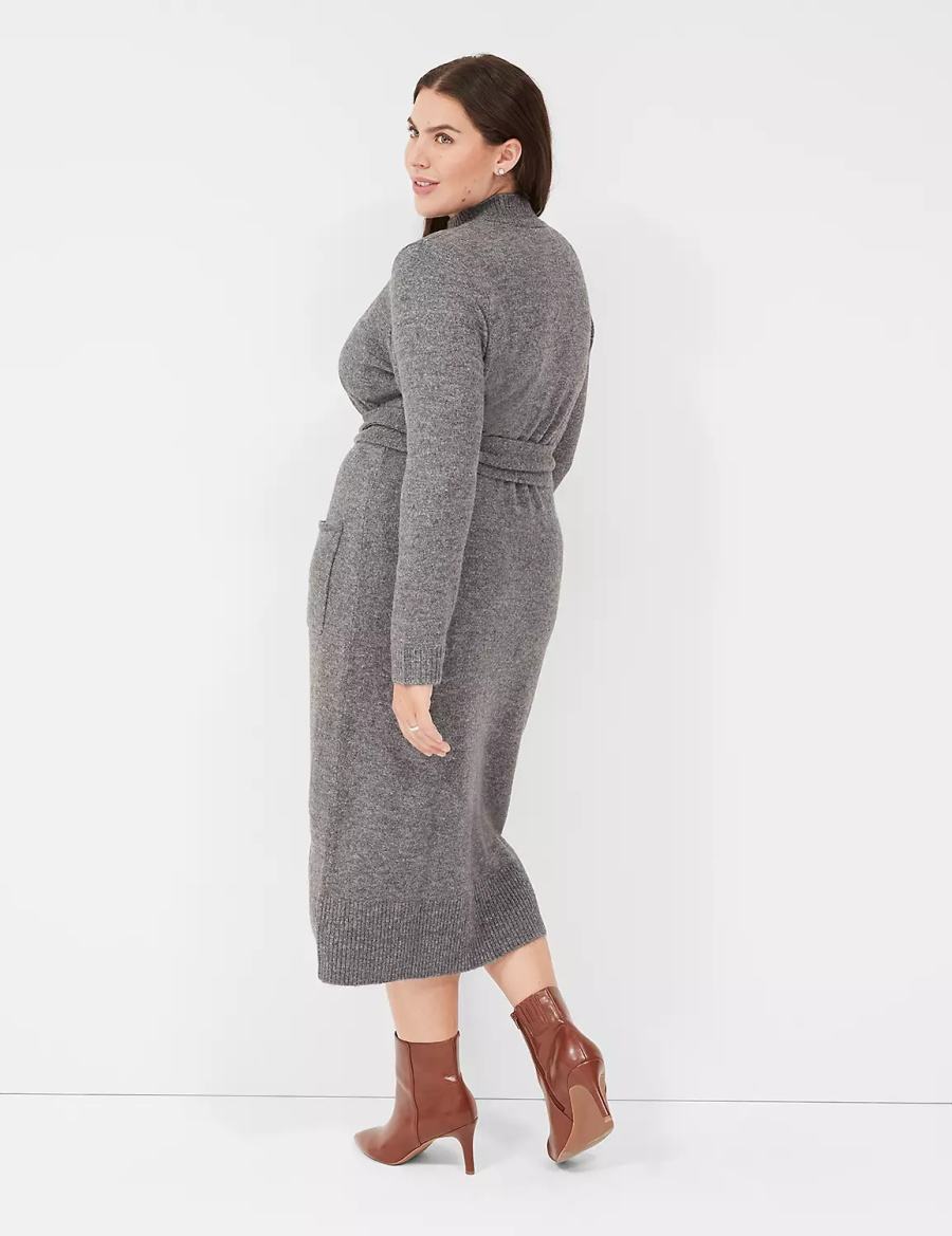 Lane Bryant Mock-Necked Midi Sweater Midi-jurk Dames Grijs | XFD2938YF