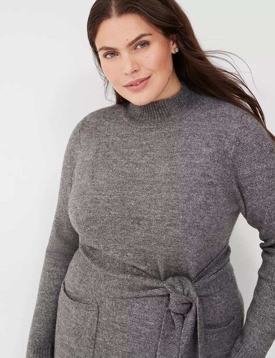 Lane Bryant Mock-Necked Midi Sweater Midi-jurk Dames Grijs | XFD2938YF