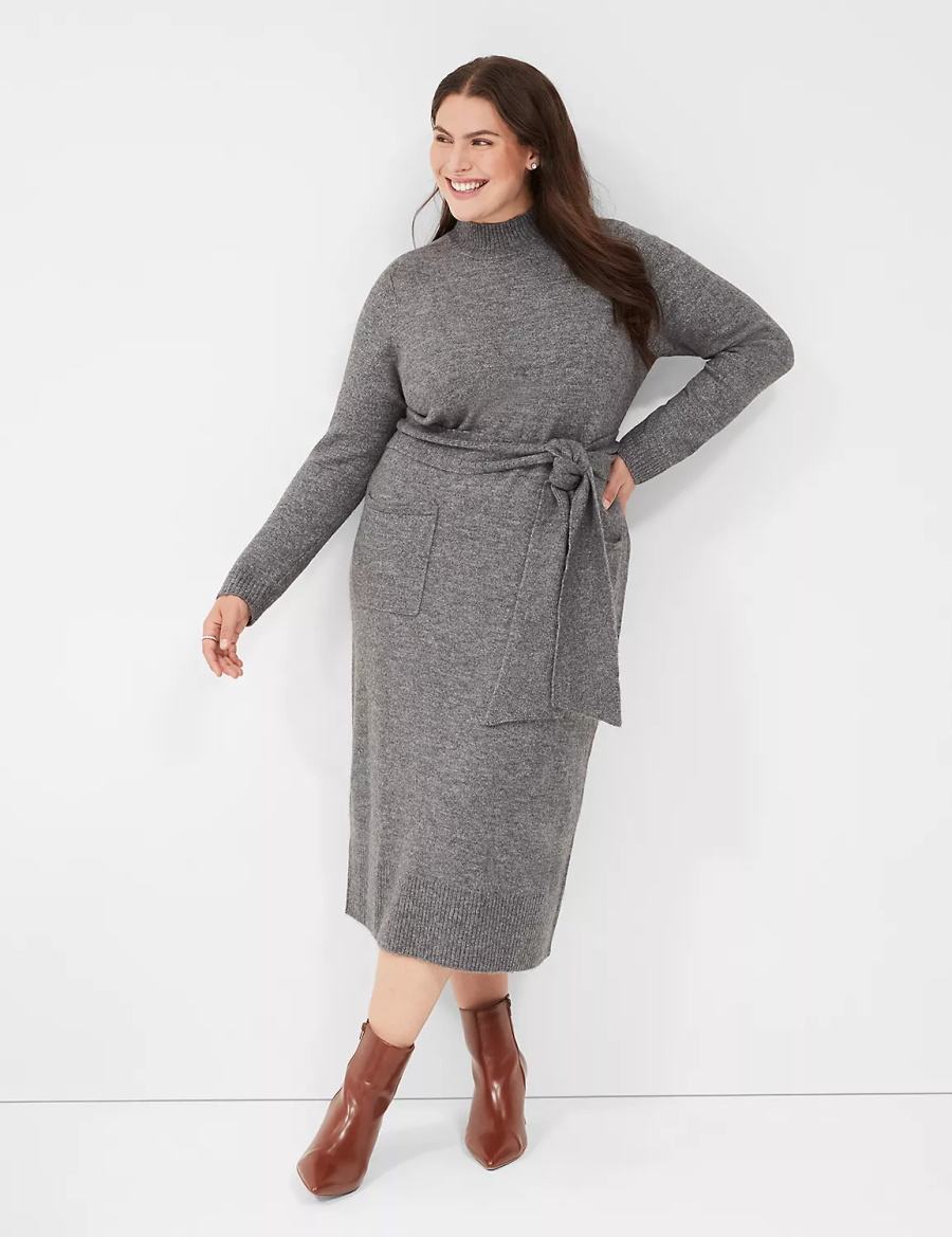 Lane Bryant Mock-Necked Midi Sweater Midi-jurk Dames Grijs | XFD2938YF