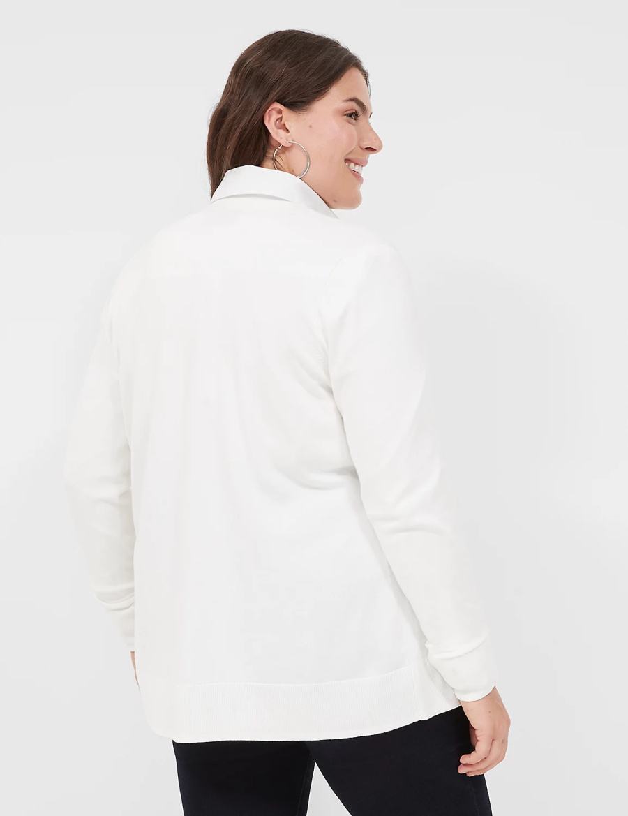 Lane Bryant Modern Long-Sleeve Open-Front Cardigan Dames Wit | VHO709ZF
