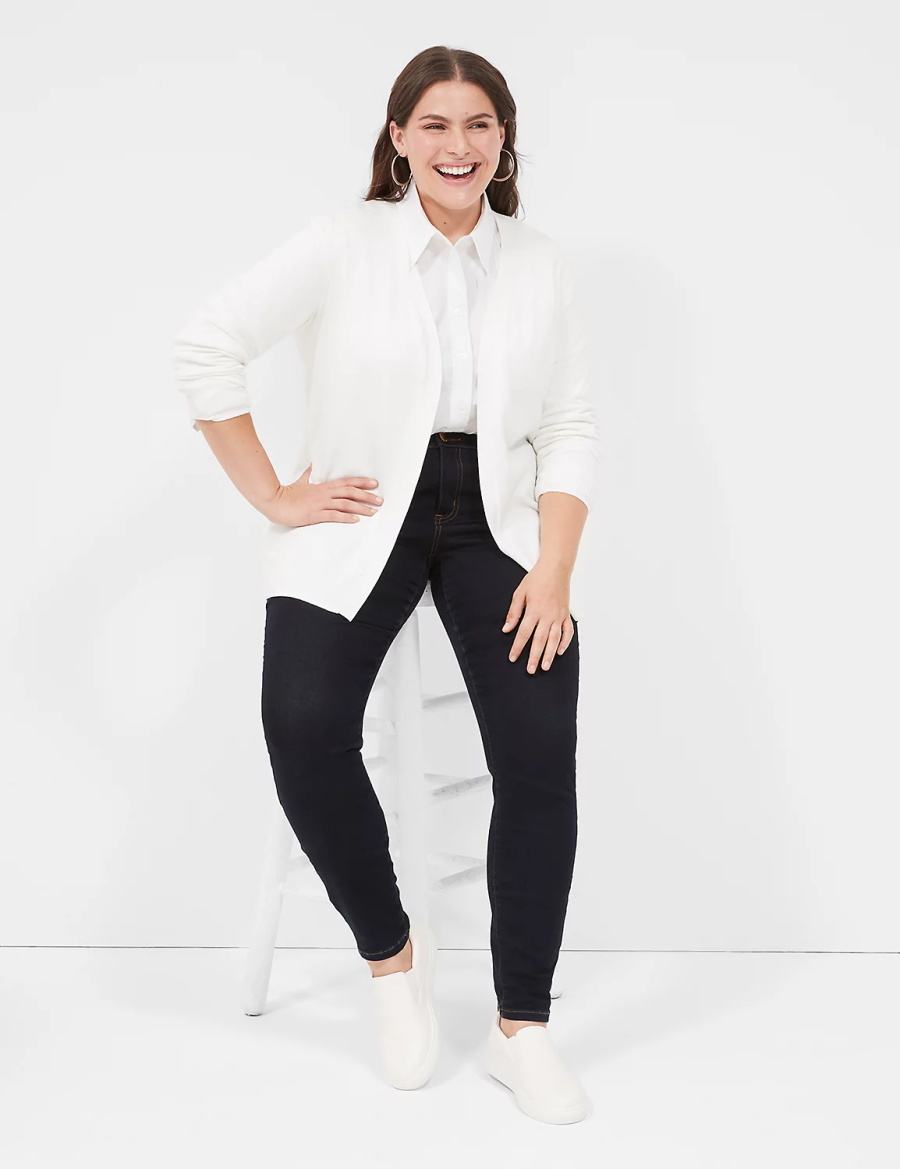 Lane Bryant Modern Long-Sleeve Open-Front Cardigan Dames Wit | VHO709ZF