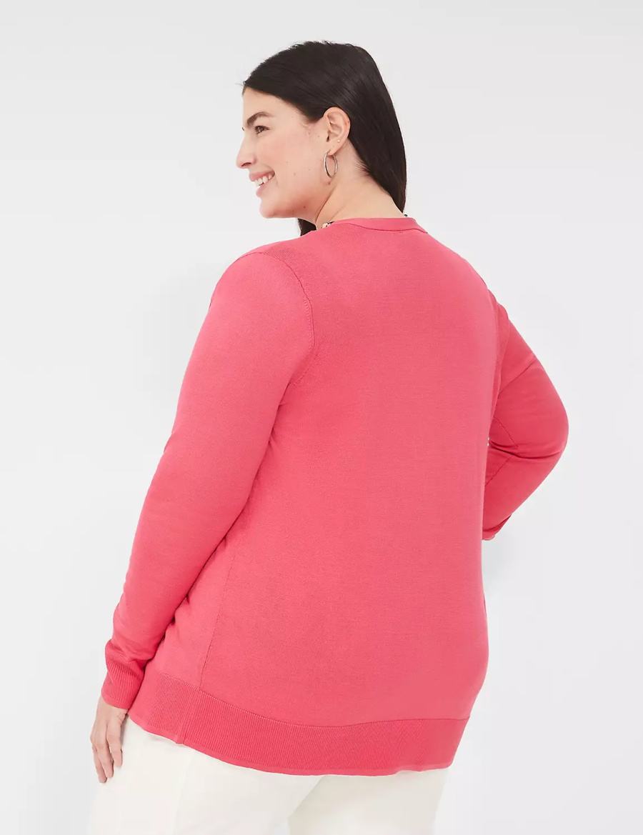 Lane Bryant Modern Long-Sleeve Open-Front Cardigan Dames Roze | MVY1562IG