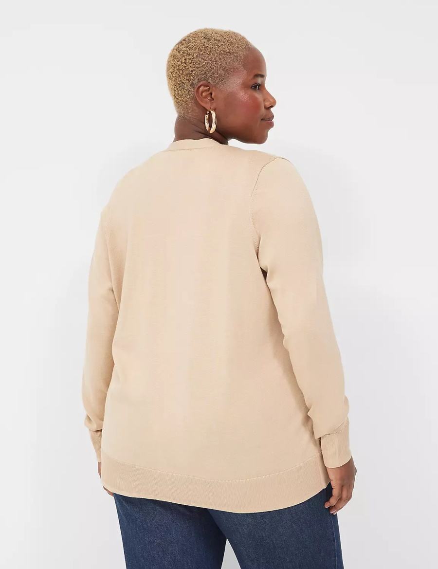 Lane Bryant Modern Long-Sleeve Open-Front Cardigan Dames Khaki | CJD2891PM