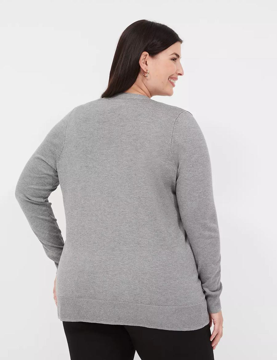Lane Bryant Modern Long-Sleeve Open-Front Cardigan Dames Grijs | ZOI884UG