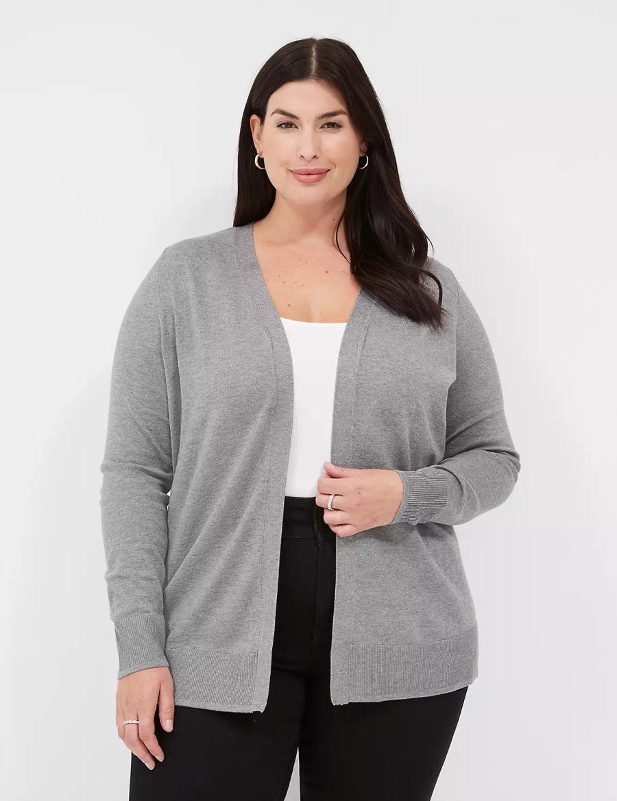 Lane Bryant Modern Long-Sleeve Open-Front Cardigan Dames Grijs | ZOI884UG