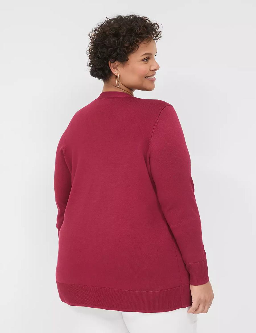 Lane Bryant Modern Long-Sleeve Open-Front Cardigan Dames Dieprood | EUP143DA