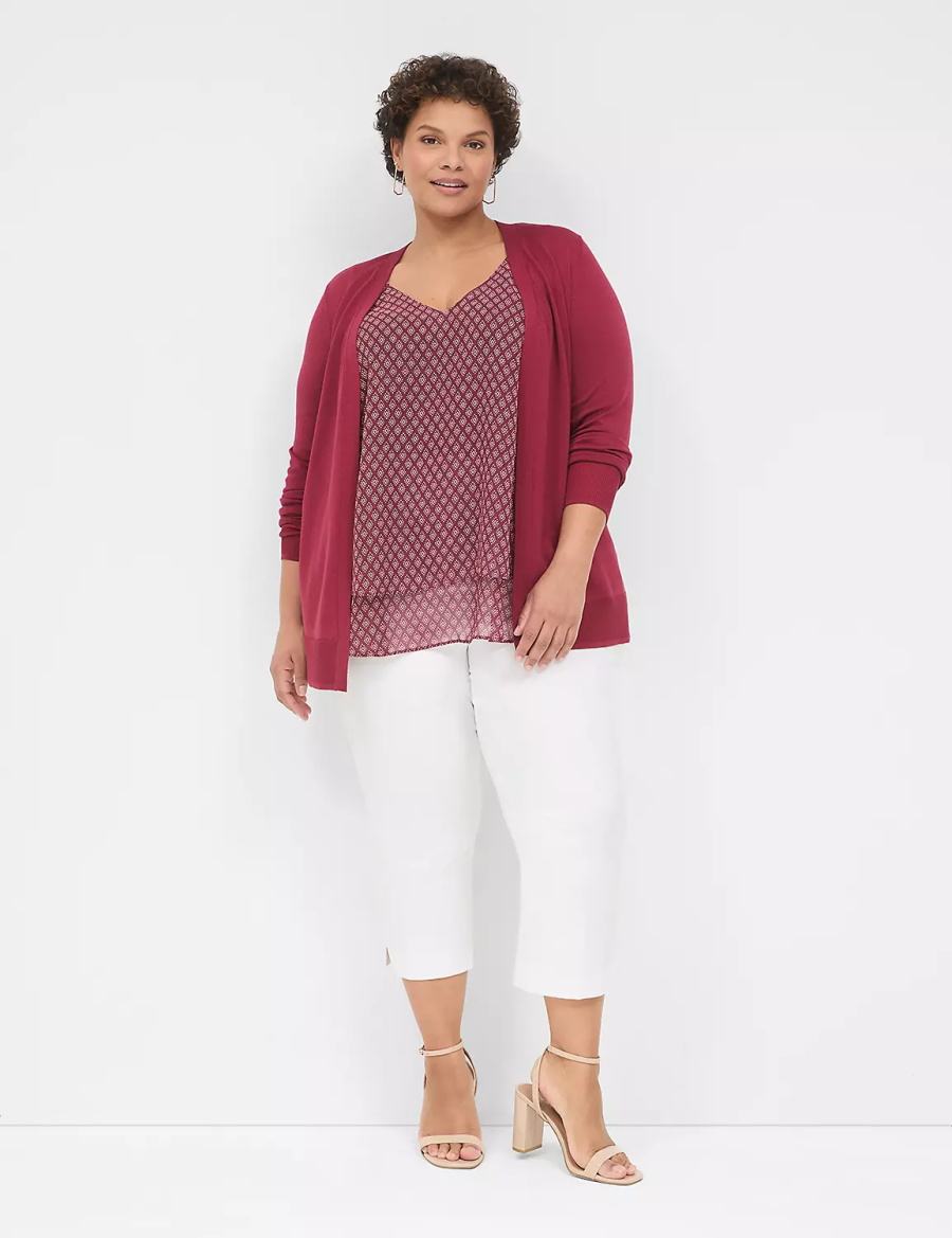 Lane Bryant Modern Long-Sleeve Open-Front Cardigan Dames Dieprood | EUP143DA