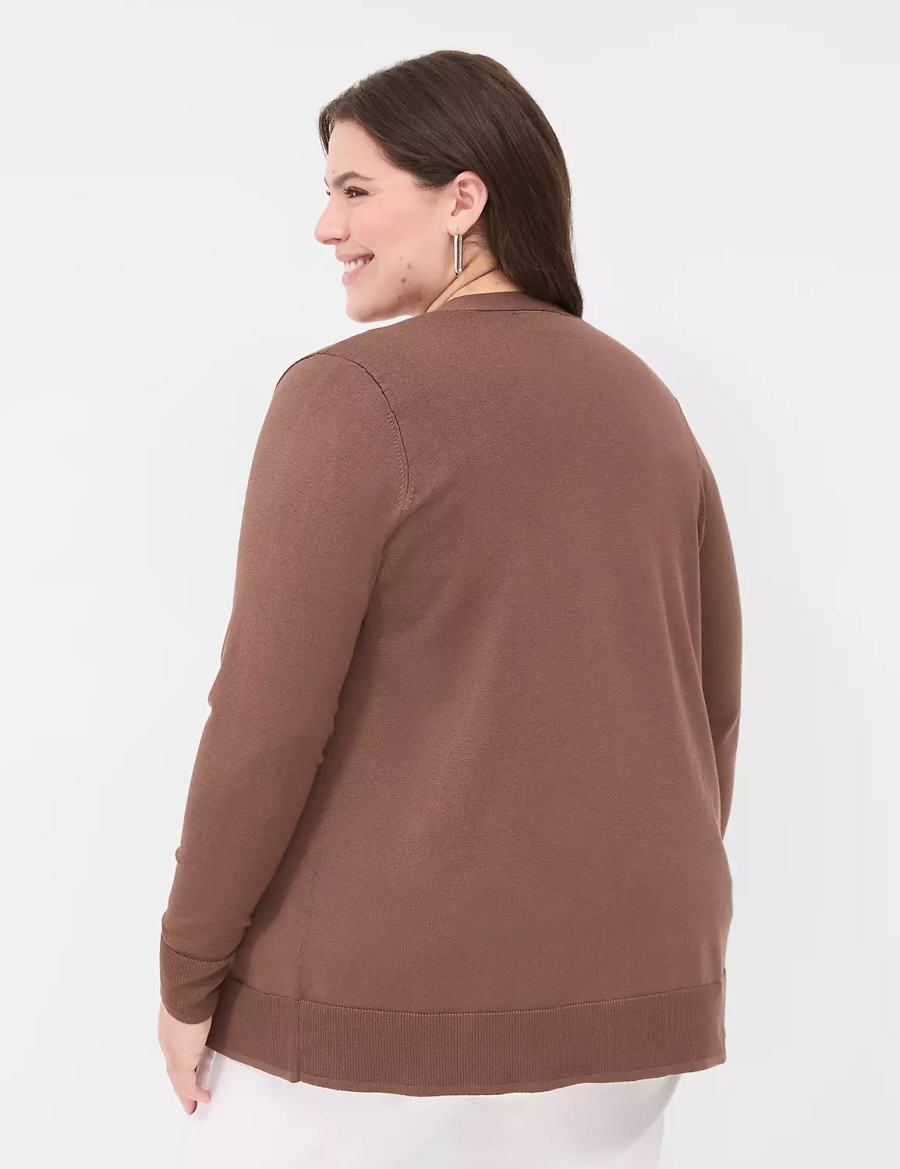 Lane Bryant Modern Long-Sleeve Open-Front Cardigan Dames Bruin | AWL787GW