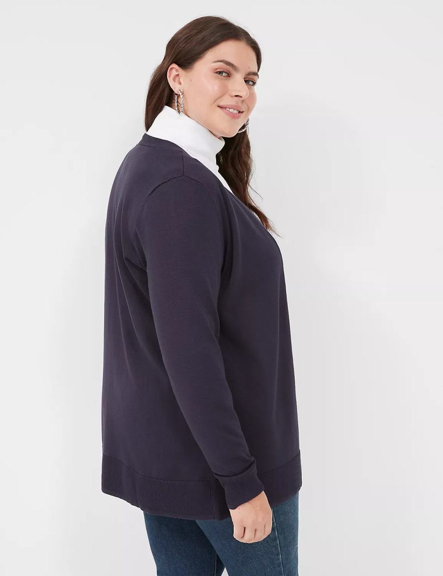 Lane Bryant Modern Long-Sleeve Open-Front Cardigan Dames Blauw | QXE7413KF