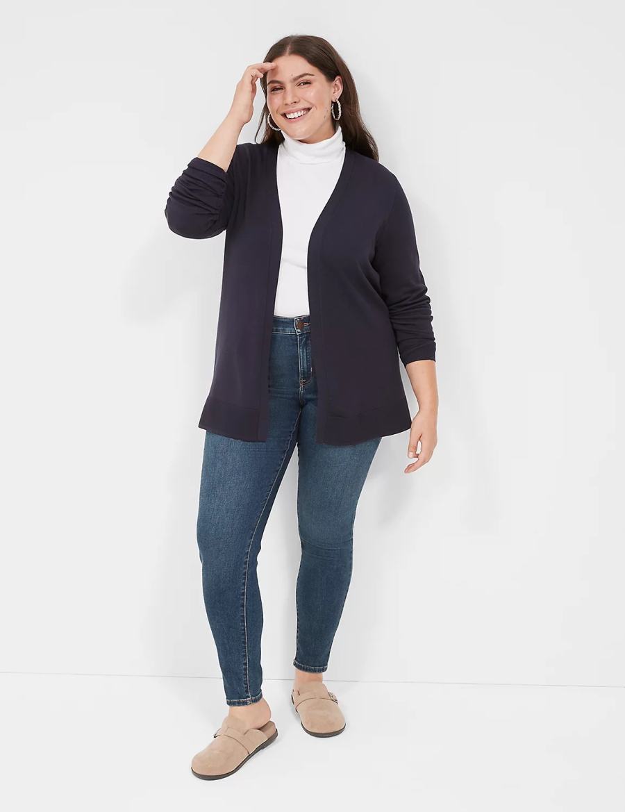 Lane Bryant Modern Long-Sleeve Open-Front Cardigan Dames Blauw | QXE7413KF