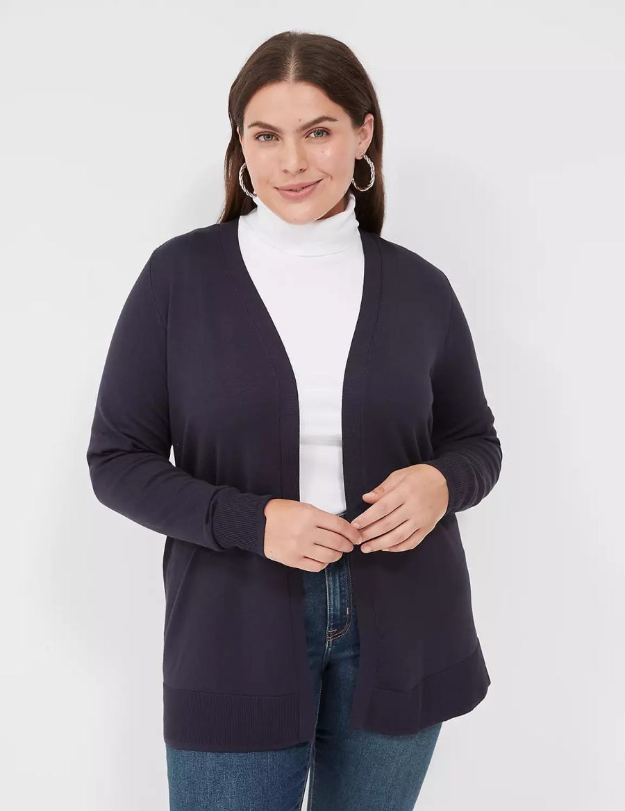 Lane Bryant Modern Long-Sleeve Open-Front Cardigan Dames Blauw | QXE7413KF