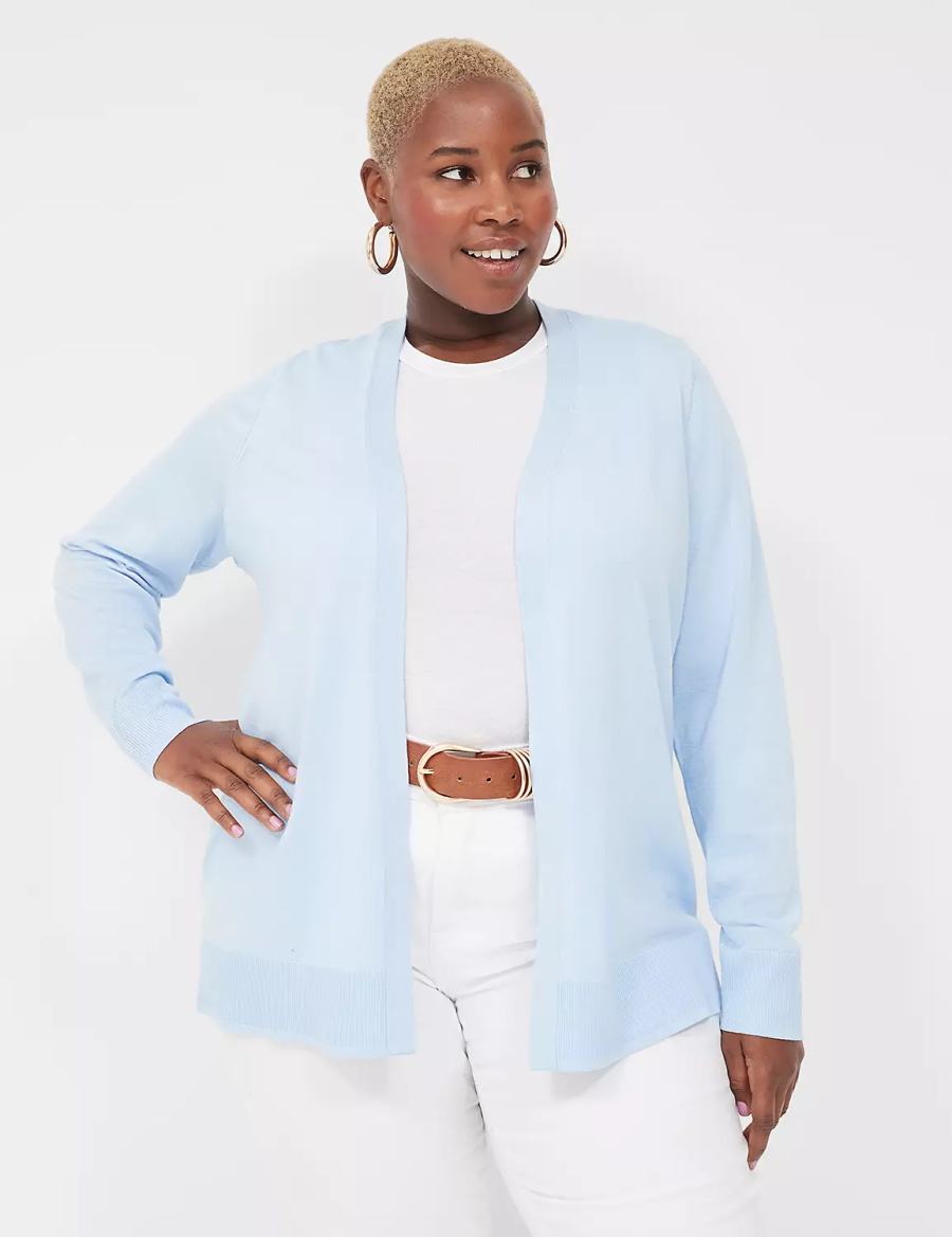 Lane Bryant Modern Long-Sleeve Open-Front Cardigan Dames Blauw | JDA6432UY