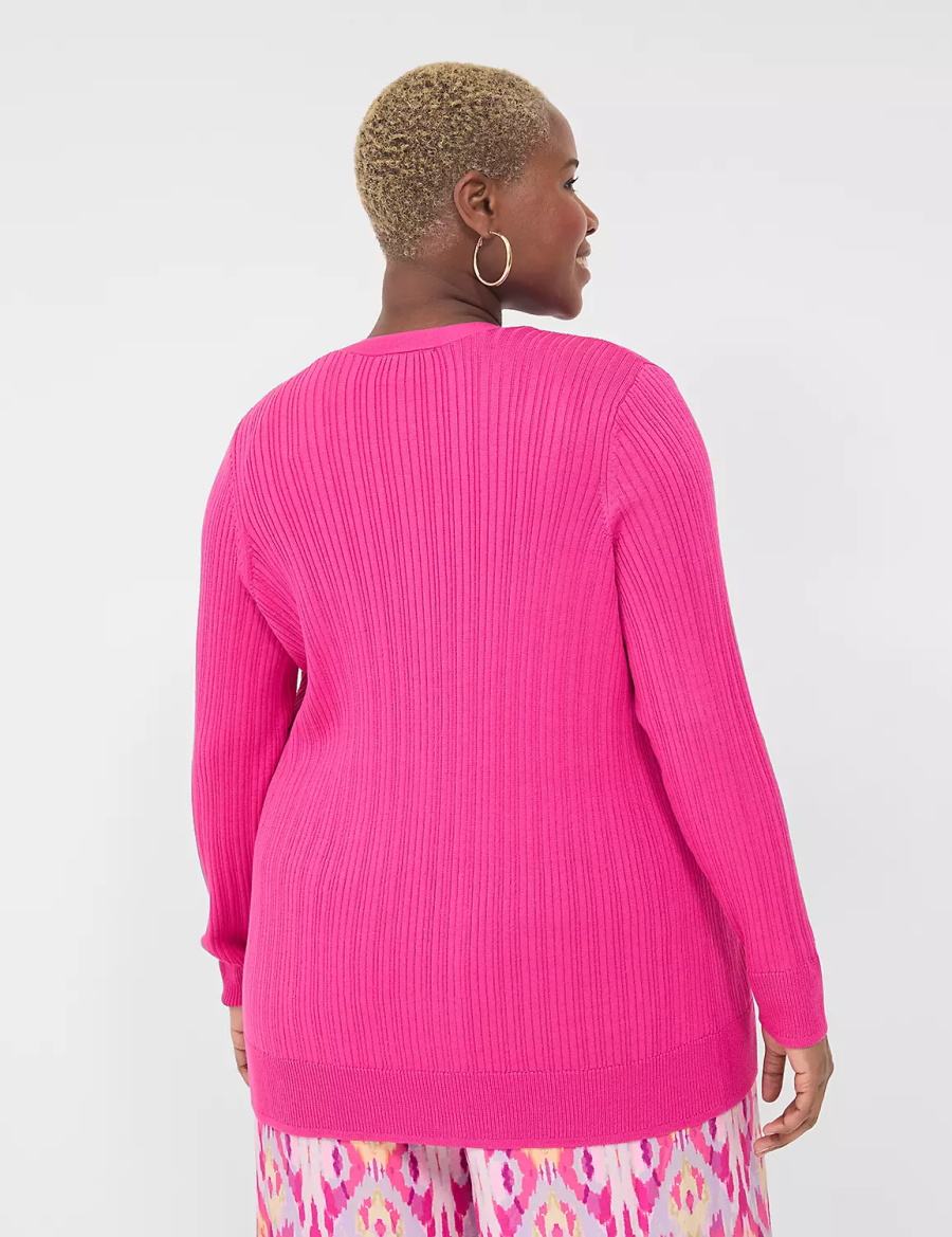 Lane Bryant Modern Open-Front Ribbed Cardigan Dames Roze | HWL4281SP