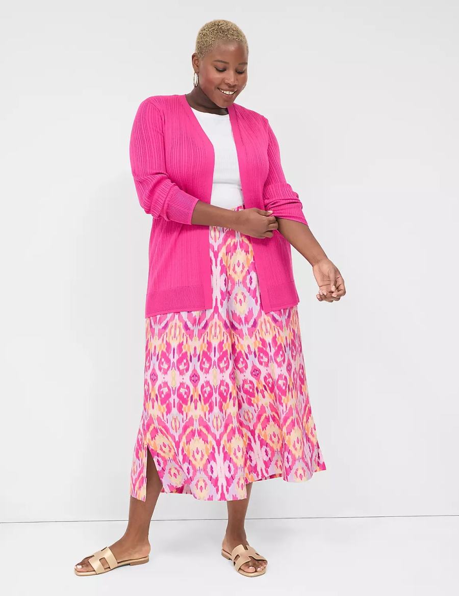 Lane Bryant Modern Open-Front Ribbed Cardigan Dames Roze | HWL4281SP