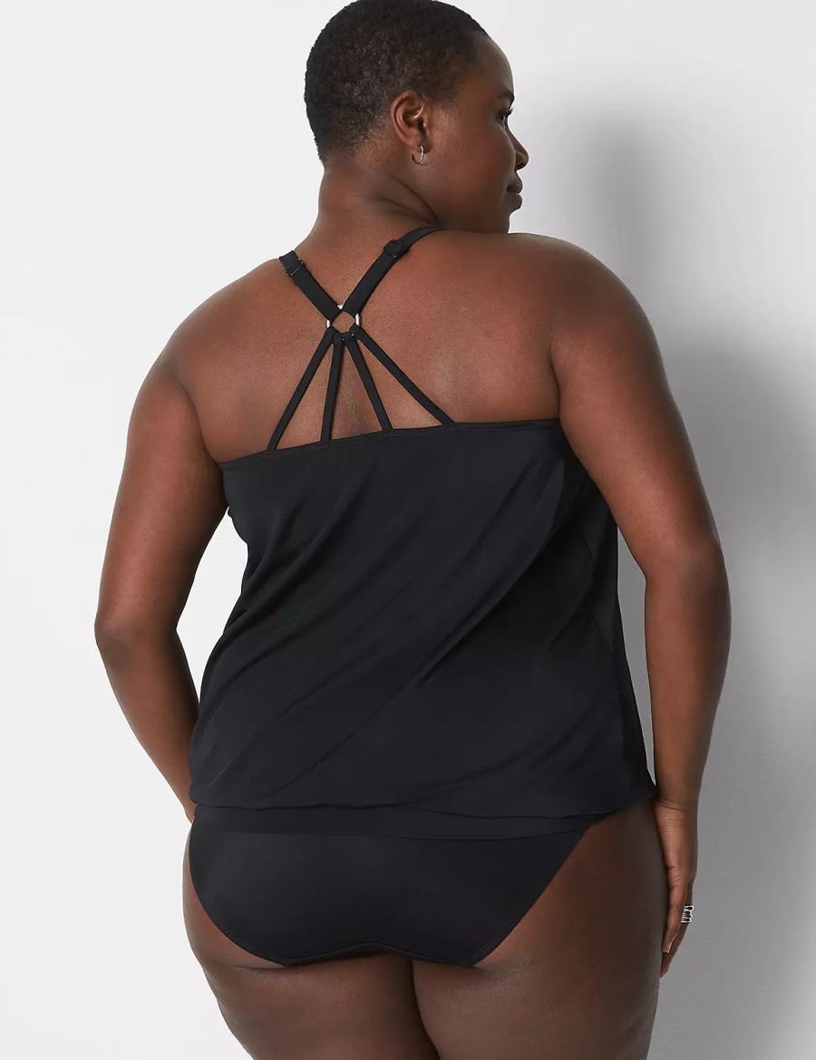 Lane Bryant No-Wire Blouson Swim Tankini Bikinitop Dames Zwart | IFG21100SY