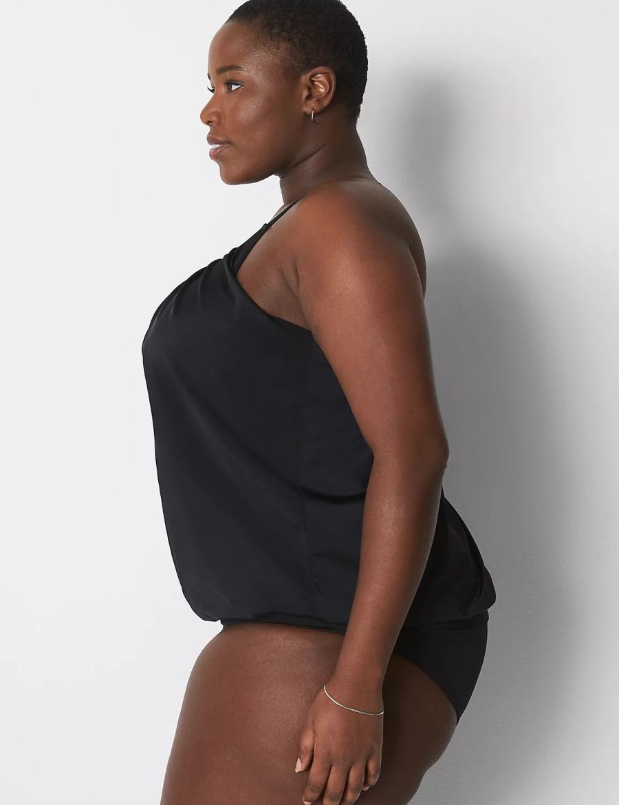 Lane Bryant No-Wire Blouson Swim Tankini Bikinitop Dames Zwart | IFG21100SY