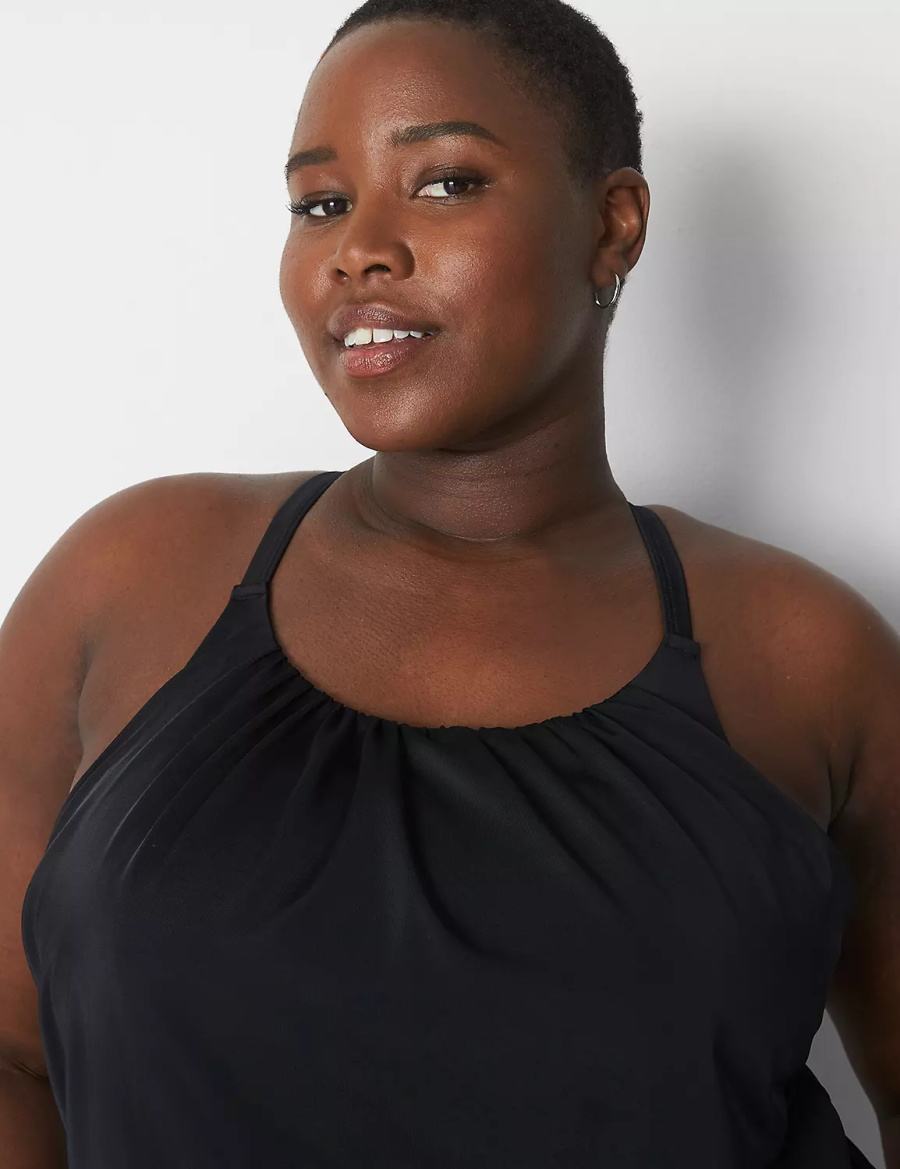 Lane Bryant No-Wire Blouson Swim Tankini Bikinitop Dames Zwart | IFG21100SY